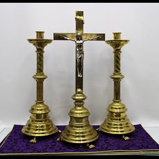 Gorham Brass Claw-Foot Altar Crucifix & Candlestick Set SKU C155-017